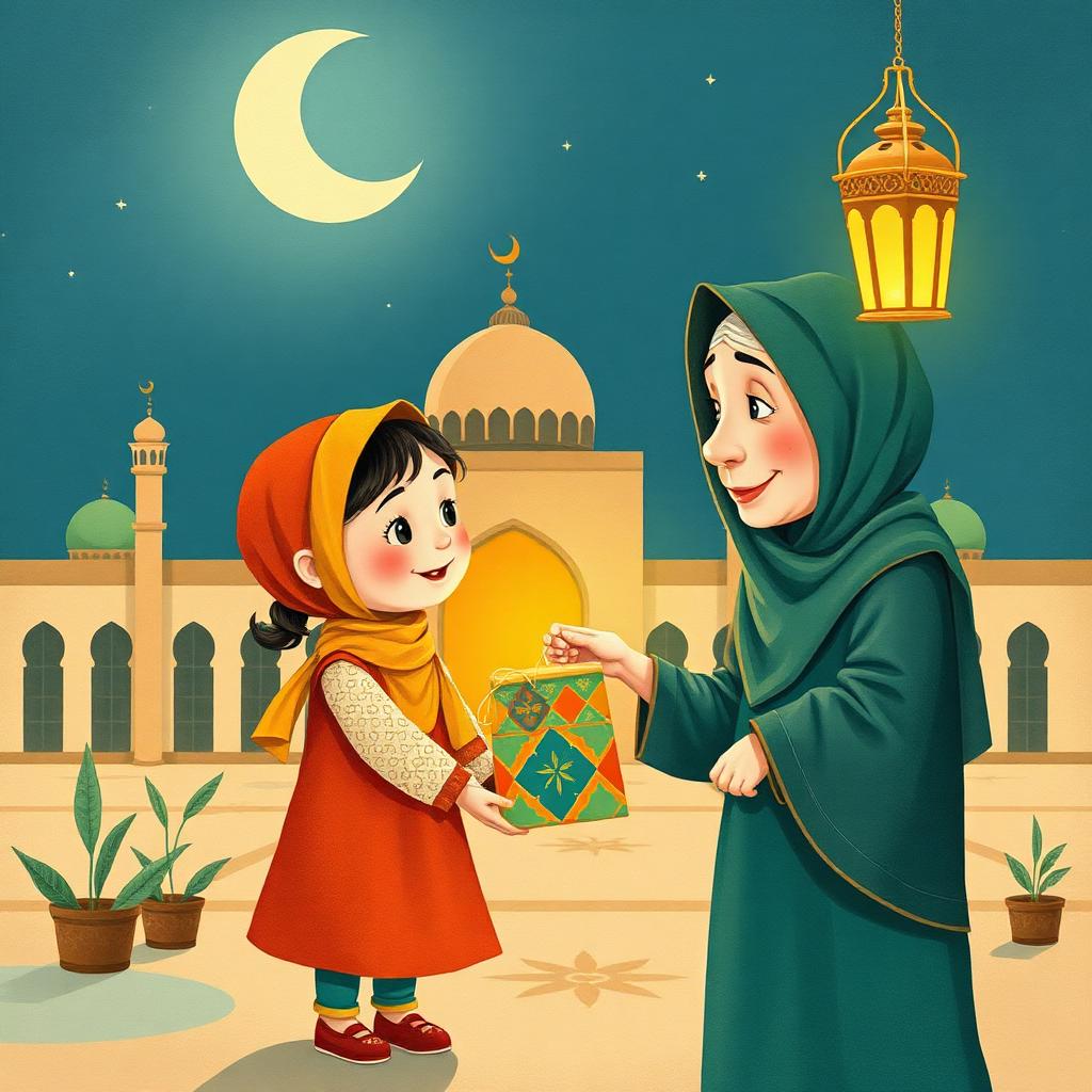Handing a goodie bag at the masjid